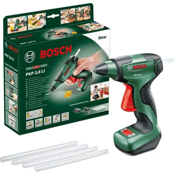 Bosch Heimwerken & Garten Akku-Heißklebepistole PKP 3,6 LI (grün/schwarz, Li-Ionen-Akku 1,5 Ah)