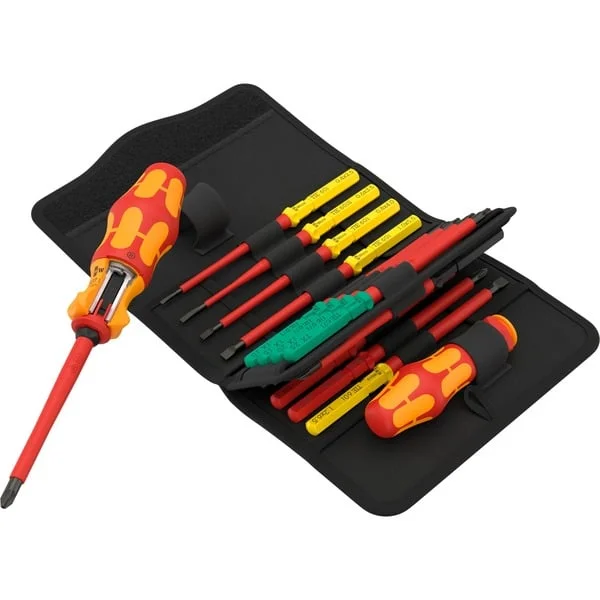 Wera Kraftform Kompakt VDE 17 RA 1, 17-teilig, Schraubendreher (rot/gelb, inkl. 2 Steckgriffe, VDE-Wechselklingen)