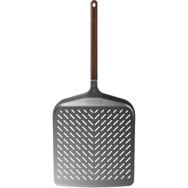 Ooni Signature Perforierter Pizzaheber 14" , Grillbesteck (silber/schwarz, für Pizzen bis ca. Ø 36cm)