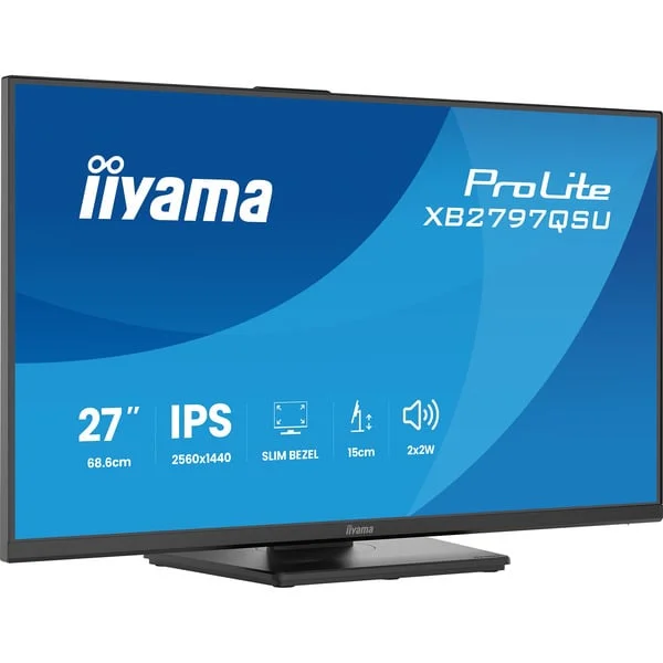 iiyama ProLite XB2797QSU-B1, LED-Monitor (68.5 cm (27 Zoll), schwarz (matt), QHD, IPS, HDMI, DP, USB-Hub, Ergonomischer Standfuß)