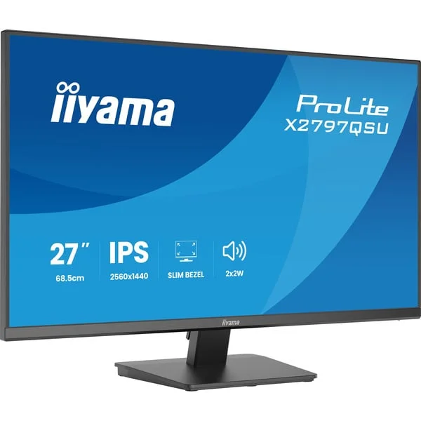 iiyama ProLite X2797QSU-B1, LED-Monitor (68.5 cm (27 Zoll), schwarz (matt), QHD, IPS, HDMI, DP, USB-Hub, Lautsprecher)