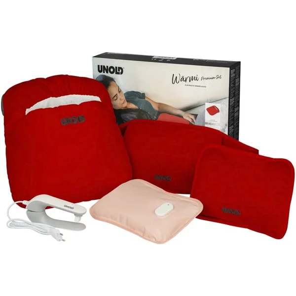 Unold Elektrische Wärmflasche-Wärmi Premium Set , Heizkissen (rot, 5-teilig)