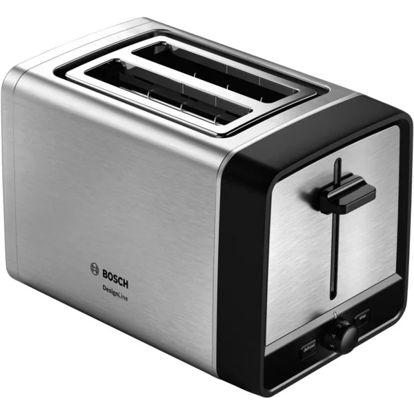 Bosch Home Kompakt-Toaster DesignLine TAT5P420DE (edelstahl/schwarz, 970 Watt, für 2 Scheiben Toast)