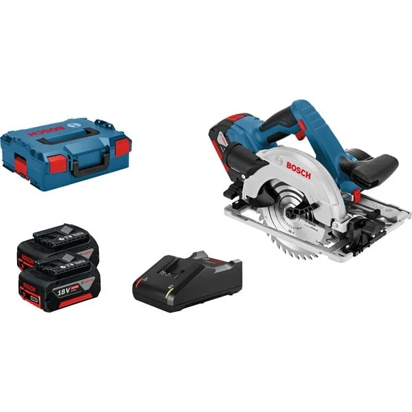 Bosch Professional Akku-Handkreissäge GKS 18V-57 G Professional, 18Volt (blau/schwarz, 2x Li-Ionen Akku 4,0Ah, in L-BOXX)