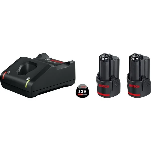 Bosch Professional PRO Starter-Set 12V (2x GBA 12V 2.0Ah + GAL 12V-40 Professional) (schwarz, 2x Akku + Ladegerät)