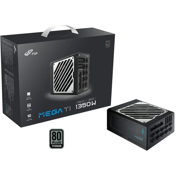 FSP MEGA TI 1350W, PC-Netzteil (schwarz, 2x 12-Pin High Power GPU, 6x PCIe, Kabelmanagement, 1350 Watt)