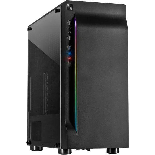 Inter-Tech A-3411 Creek, Tower-Gehäuse (schwarz, Tempered Glass)