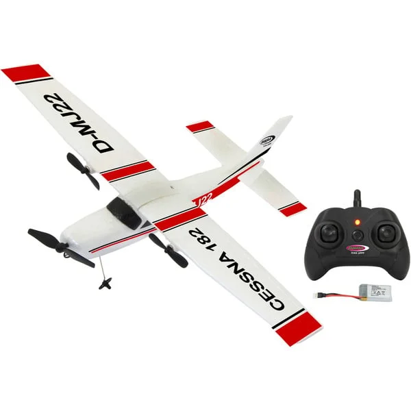 Jamara Fernsteuerbares 2,4 Gigahertz Cessna 182 Flugzeug mit Gyroskop, 2 Kanäle, RC (weiß)