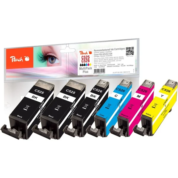 Peach Tinte Spar Pack Plus PI100-249 (kompatibel zu Canon PGI-525, CLI-526 (4541B006))