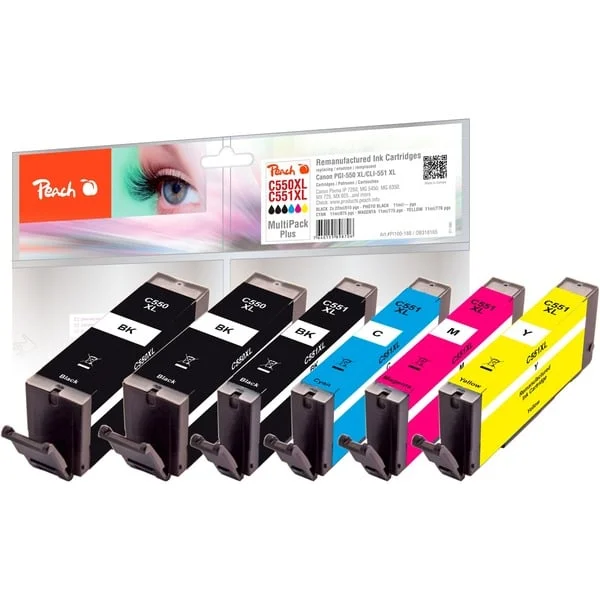 Peach Tinte Spar Pack Plus PI100-188 (kompatibel zu Canon PGI-550XL, CLI-551XL)