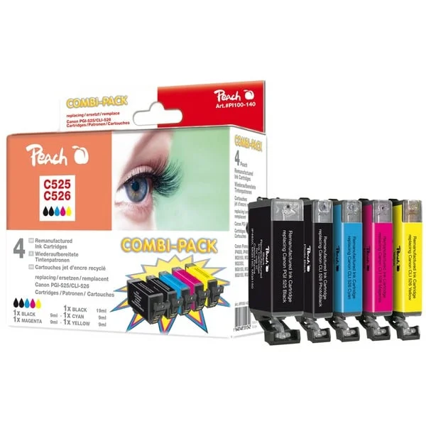 Peach Tinte Spar Pack PI100-140 (kompatibel zu Canon PGI-525, CLI-526 (4541B006))
