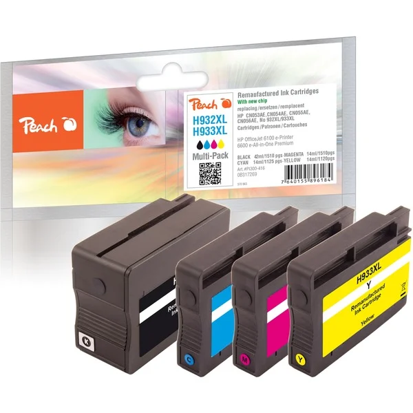 Peach Tinte Spar Pack PI300-416 (kompatibel zu HP 932XL, 933XL (C2P42A))