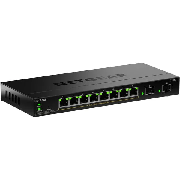 Netgear Smart Managed Essentials Switch (GS310TPv2) (schwarz, 55W PoE Budget)