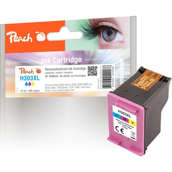 Peach Druckkopf color PI300-895, Tinte (kompatibel zu HP 303XL (T6N03AE))
