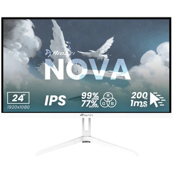 Arozzi Nova 24T1K200, Gaming-Monitor (61 cm (23.8 Zoll), weiß, FullHD, IPS, HDMI, DP, Adaptive-Sync, HDR, 200Hz Panel)