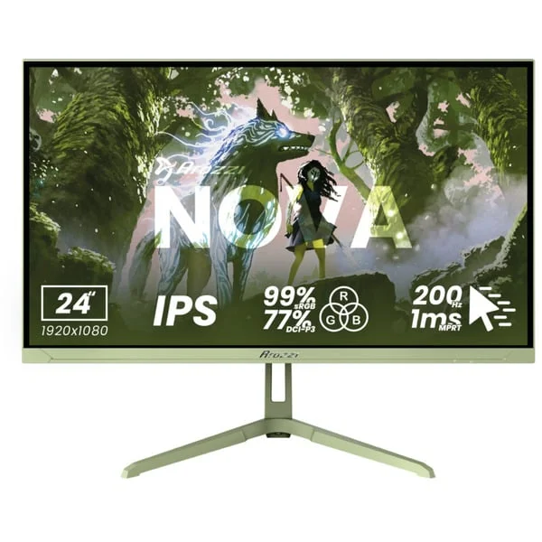 Arozzi Nova 24T1K200, Gaming-Monitor (61 cm (23.8 Zoll), grün, FullHD, IPS, HDMI, DP, Adaptive-Sync, HDR, 200Hz Panel)