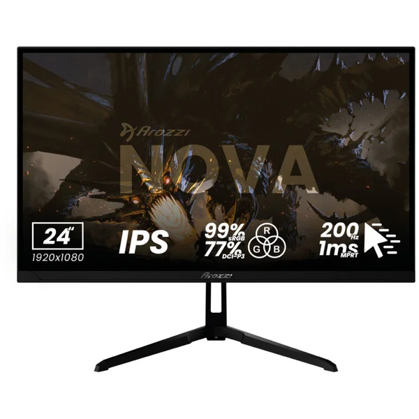 Arozzi Nova 24T1K200, Gaming-Monitor (61 cm (23.8 Zoll), schwarz, FullHD, IPS, HDMI, DP, Adaptive-Sync, HDR, 200Hz Panel)