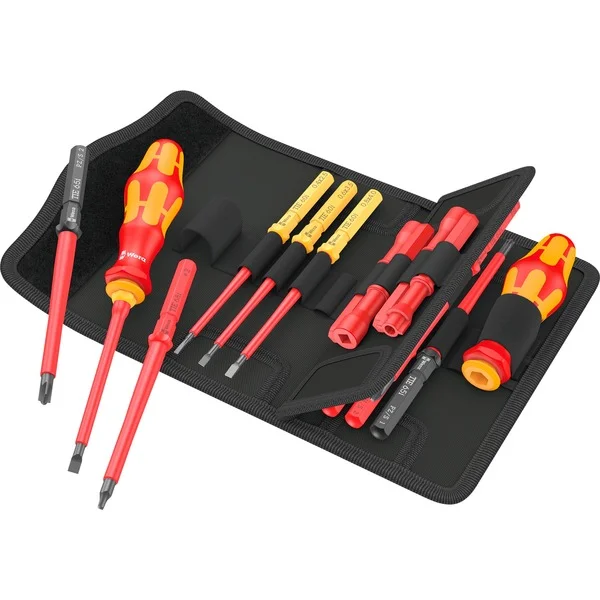 Wera Kraftform Kompakt VDE 18 Imperial 1 Tool Finder, 18-teilig, Schraubendreher (rot/gelb, inkl. 2 Steckgriffe, VDE-Wechselklingen)