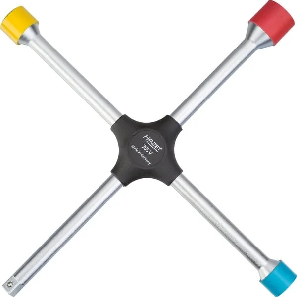 Hazet Kreuzschlüssel für PKW 705V, mit Schonhülsen, Radkreuz (mit Aufnahme für Steckschlüssel)
