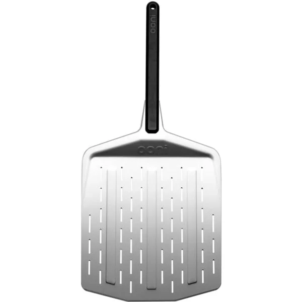 Ooni Premium Pizzaheber 14", perforiertes Aluminium, Grillbesteck (silber/schwarz, für Pizzen bis ca. Ø 36cm)