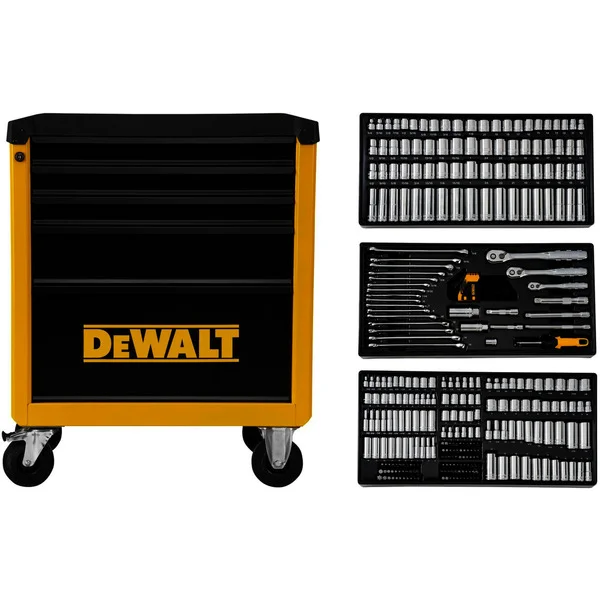 DEWALT DWHT50001-1, Werkzeugwagen (gelb/schwarz, Inkl. 341-tlg. Werkzeugset in 3 Werkzeugmodulen)