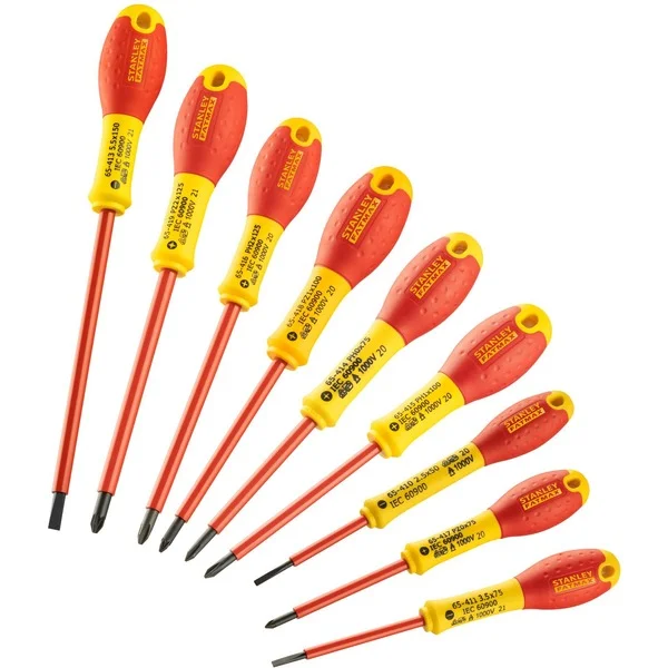 Stanley Schraubendreher-Set FATMAX, 10-teilig (rot/gelb, Spannungsprüfer)