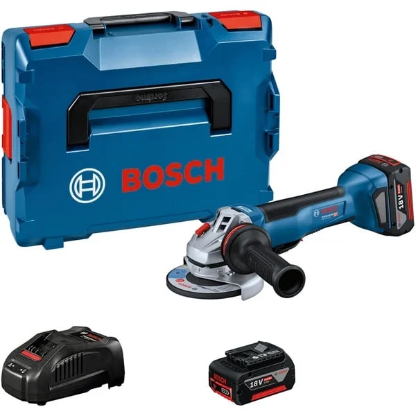 Bosch Professional Akku-Winkelschleifer GWS 18V-10 P Professional, Ø 125mm (blau/schwarz, 2x Li-Ionen Akku 5,0Ah, in L-BOXX)