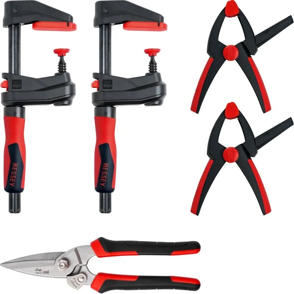 BESSEY Zwingen-Set DIY-SET1-A (5-teilig, 4 Zwingen + Blechschere)