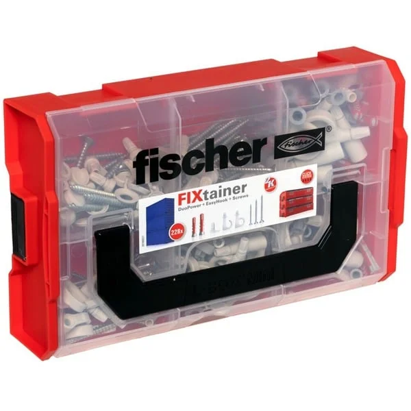 fischer FixTainer DuoPower + EasyHook + Schraube TX, Dübel (weiß, 228-teilig, mit EasyHook Haken)