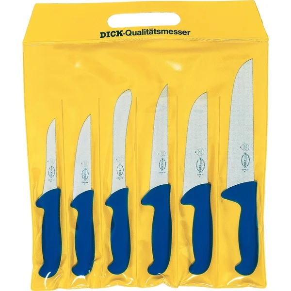 DICK ErgoGrip Messersatz, 6-teilig (blau, Block-, Stech-, Sortier-, Ausbeinmesser)