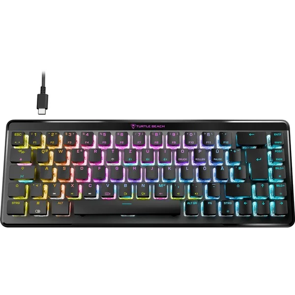 Turtle Beach Vulcan II Mini Air, Gaming-Tastatur (schwarz, DE-Layout, TITAN II Optical Red)