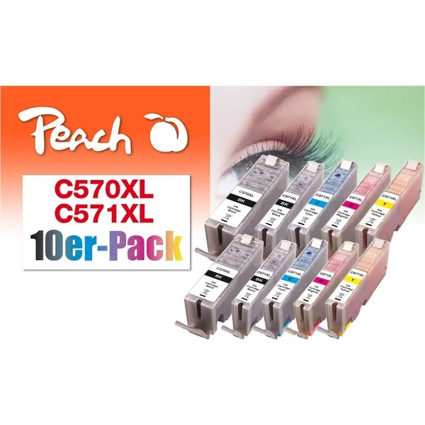 Peach Tinte PI100-311 (10er-Pack) (kompatibel zu Canon PGI-570XL/CLI-571XL)