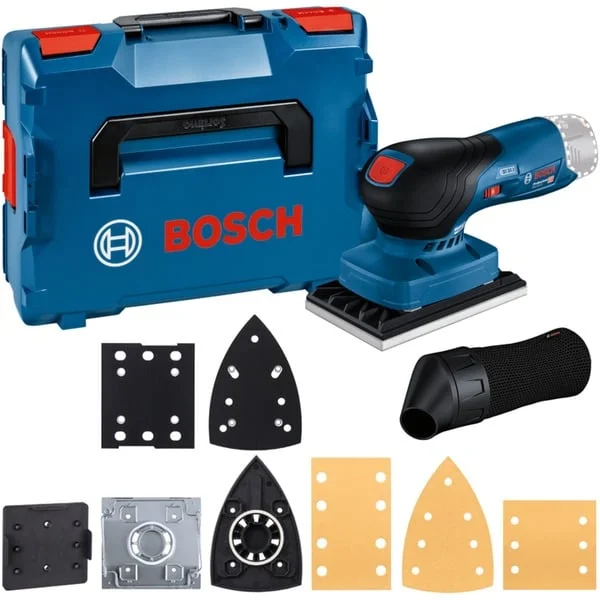 Bosch Professional Akku-Schwingschleifer GSS 12V-13 Professional solo (blau/schwarz, ohne Akku und Ladegerät, in L-BOXX, 3 Schleifplatten)