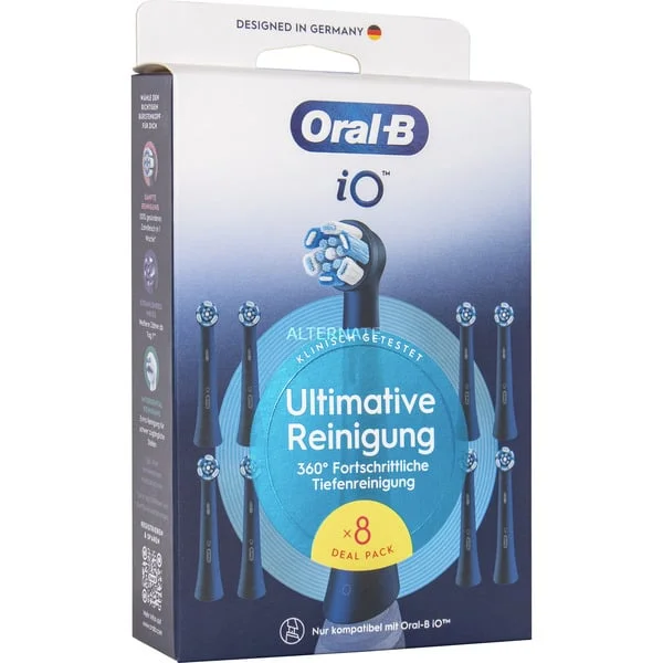 Oral-B iO Ultimative Reinigung 8er, Aufsteckbürste (schwarz, Überlegene Plaque-Entfernung)