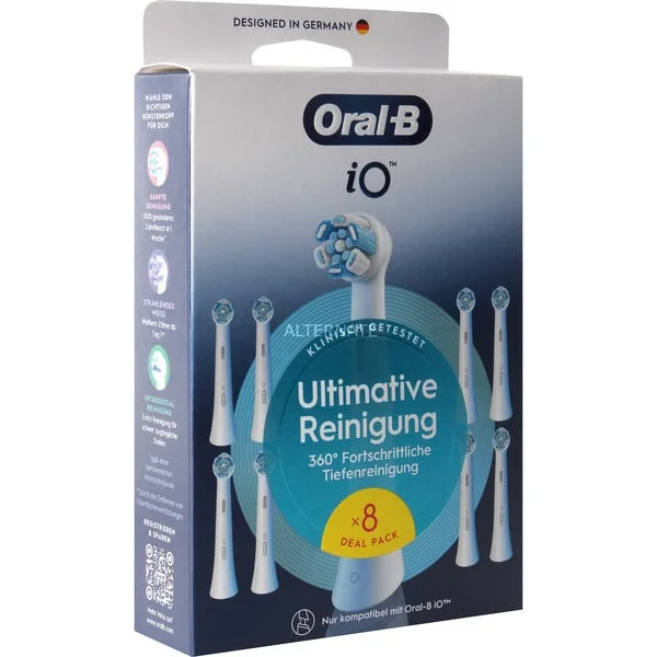 Oral-B iO Ultimative Reinigung 8er, Aufsteckbürste (weiß, Überlegene Plaque-Entfernung)