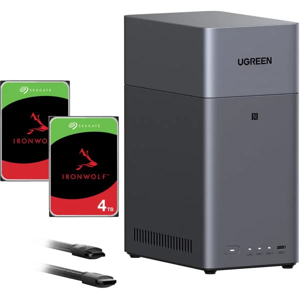 UGREEN DH2300 Bundle mit 2x Seagate IronWolf NAS 4 TB CMR (schwarz)