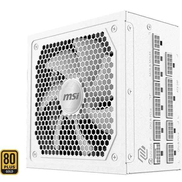 MSI MAG A1000GL PCIE5 WHITE, PC-Netzteil (weiß, 1x 12-Pin High Power GPU, 4x PCIe, Kabelmanagement, 1000 Watt)