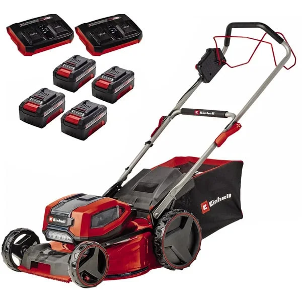 EINHELL Professional Akku-Rasenmäher GP-CM 36/47 S Li BL, 36Volt (2x18Volt) (rot/schwarz, 4x Li-Ionen Akku 4,0Ah, mit Hinterradantrieb Vario Speed)