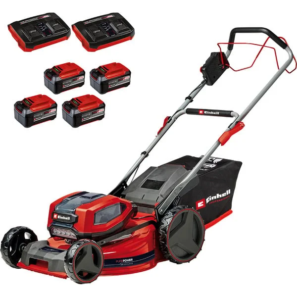 EINHELL Professional Akku-Rasenmäher GP-CM 36/52 S Li BL, 36Volt (2x18Volt) (rot/schwarz, 4x Li-Ionen Akku 5,2Ah, mit Hinterradantrieb Vario Speed)