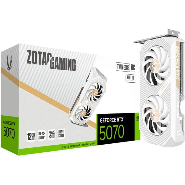 ZOTAC GeForce RTX 5070 Twin Edge OC White Edition, Grafikkarte (DLSS 5, 3x DisplayPort, 1x HDM)