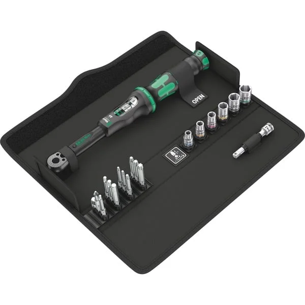 Wera Drehmomentschlüssel mit Umschaltknarre Click-Torque A6 Set 1 (schwarz/grün, Abtrieb 1/4" Sechskant)