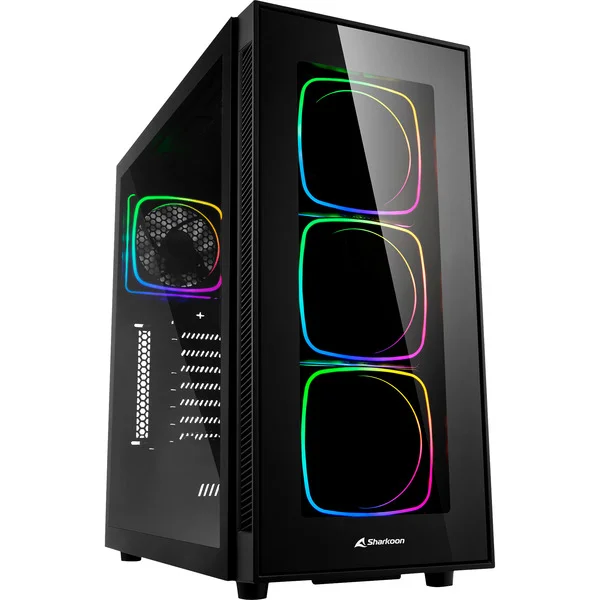 Sharkoon TG6 RGB Generalüberholt, Tower-Gehäuse (schwarz, Front und Seitenteil aus gehärtetem Glas)