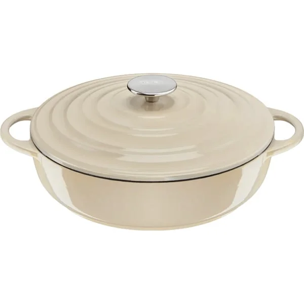 Tefal Servierpfanne LOV Gusseisen Ø 28cm (beige, mit Deckel, 3,8 Liter)