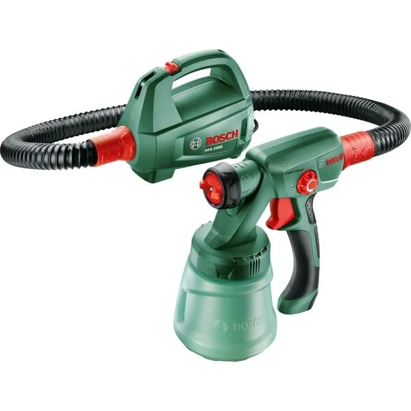 Bosch Professional Farbsprühsystem PFS 2000, Sprühpistole (grün/schwarz, 440 Watt, Düse für Lackfarben + Düse für Wandfarbe)