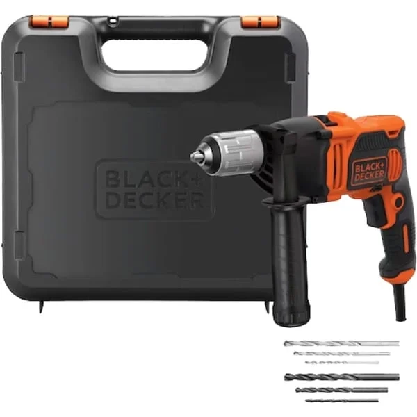 BLACK+DECKER Schlagbohrmaschine BEH850K (orange/schwarz, Koffer, 850 Watt)