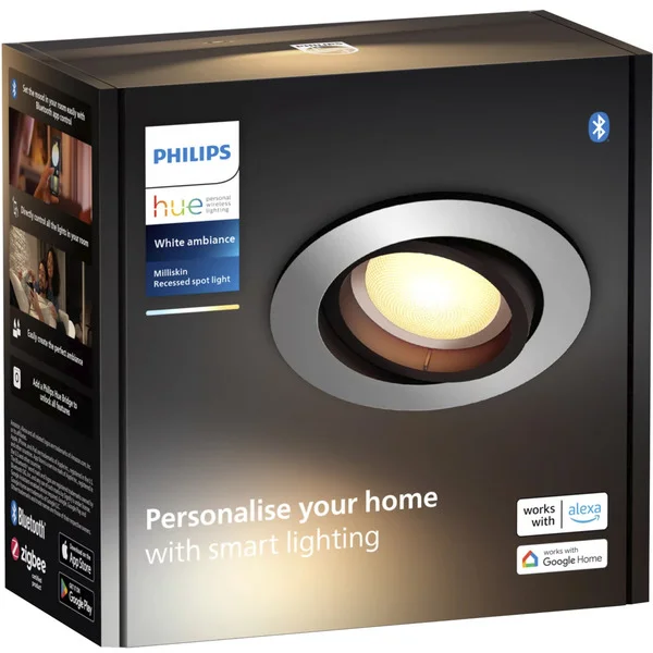 Philips HUE White Ambiance Milliskin Einbauspot, LED-Leuchte (silber)