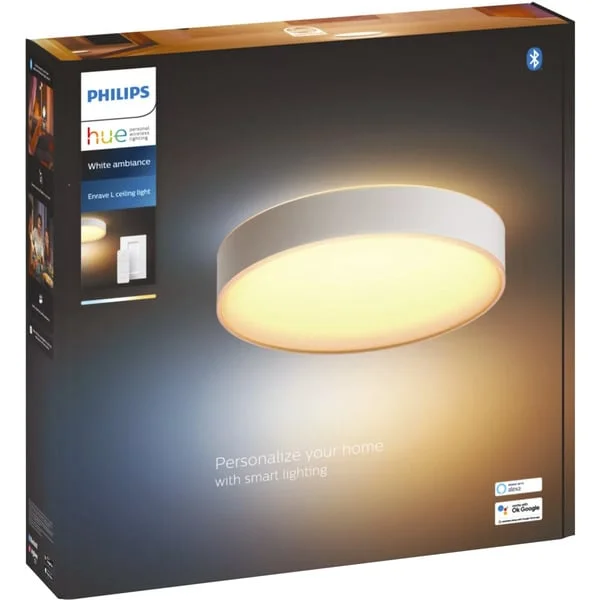 Philips HUE White Ambiance Enrave Deckenleuchte L, LED-Leuchte (weiß, inkl. Dimmschalter)