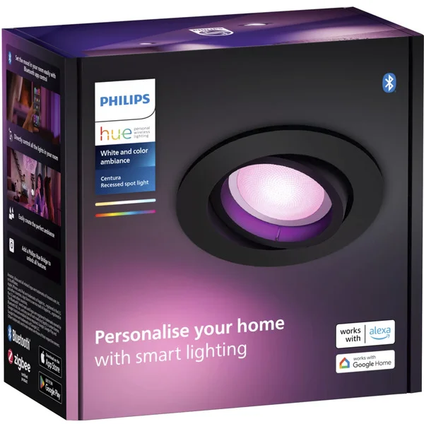 Philips HUE White & Color Ambiance Centura Einbauspot, LED-Leuchte (schwarz, rund)