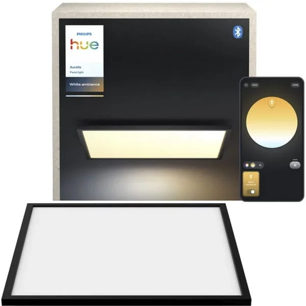 Philips HUE White Ambiance Aurelle Quadratische Panelleuchte, LED-Leuchte (schwarz)