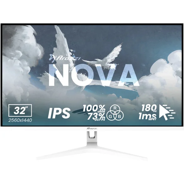 Arozzi Nova 32T2K180, Gaming-Monitor (80 cm (31.5 Zoll), weiß, QHD, IPS, HDMI, DP, Lautsprecher, 180Hz Panel)